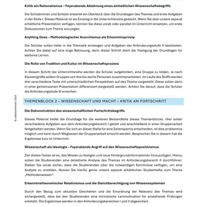 Unterrichtsreihe: Erkenntnis in den Geisteswissenschaften − Kernstellen aus Feyerabend