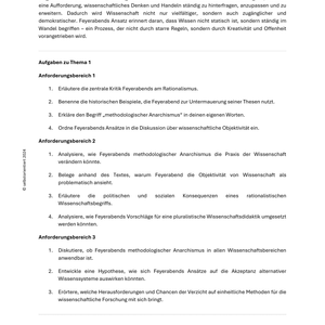 Unterrichtsreihe: Erkenntnis in den Geisteswissenschaften − Kernstellen aus Feyerabend