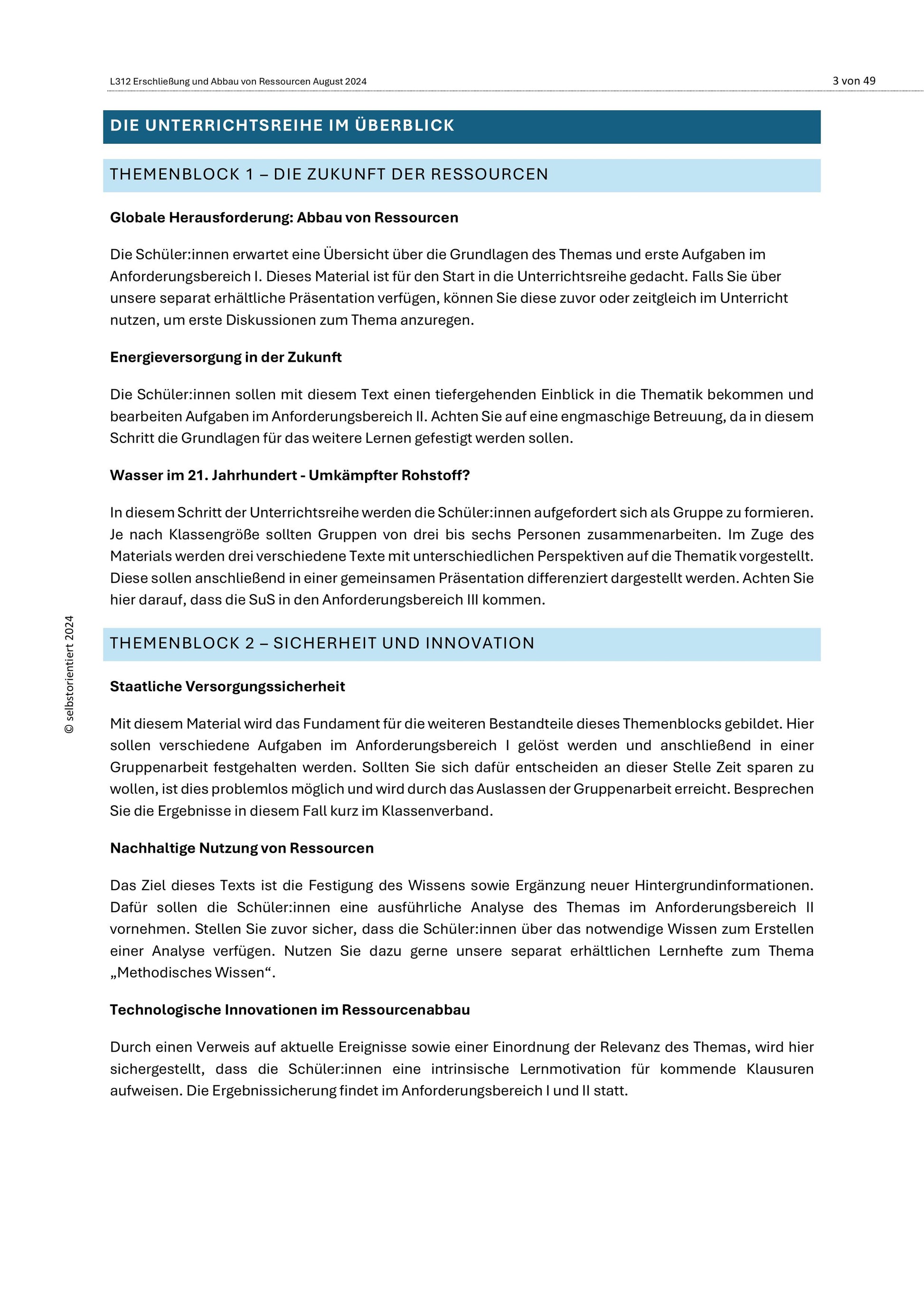 Erschließung und Abbau von Ressourcen – Komplettes Unterrichtsmaterial Sparpaket