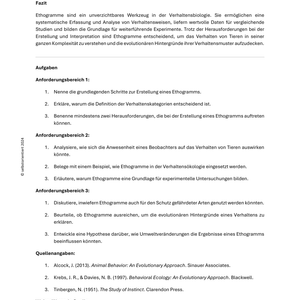 Ethogramme, Lernformen, Verhaltensökologie oder Konkurrenzverhalten - Unterrichtsreihe