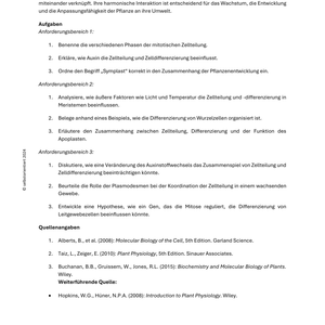 Zellteilung, Zelldifferenzierung und Morphogenese - Pflanzenentwicklung