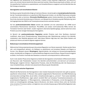 Epigenetik, Zellalterung, Genregulation - Unterrichtsreihe