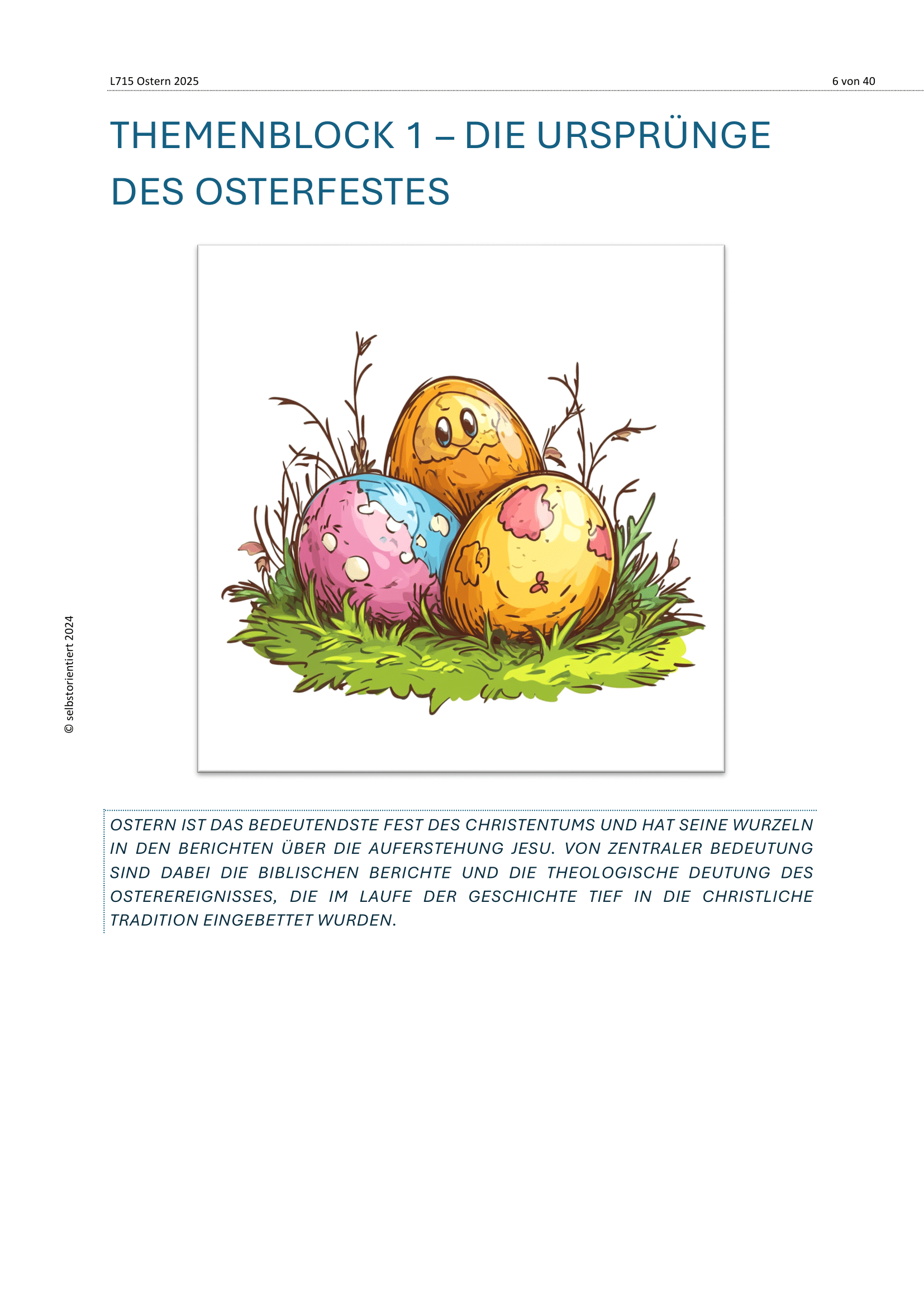 Unterrichtsreihe zu Ostern - SEK II für den Religionsunterricht