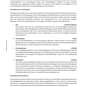 Aminosäuren und ihre Funktion - Unterrichtsreihe Chemie