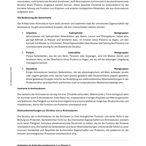 Aminosäuren und ihre Funktion - Unterrichtsreihe Chemie