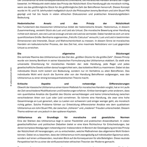 Jeremy Bentham & John Stuart Mill und der differenzierte Utilitarismus - Unterrichtsreihe