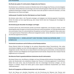 Moderne Musik im Wandel – Unterrichtsmaterial für die Oberstufe: Musik, Gesellschaft & Physik