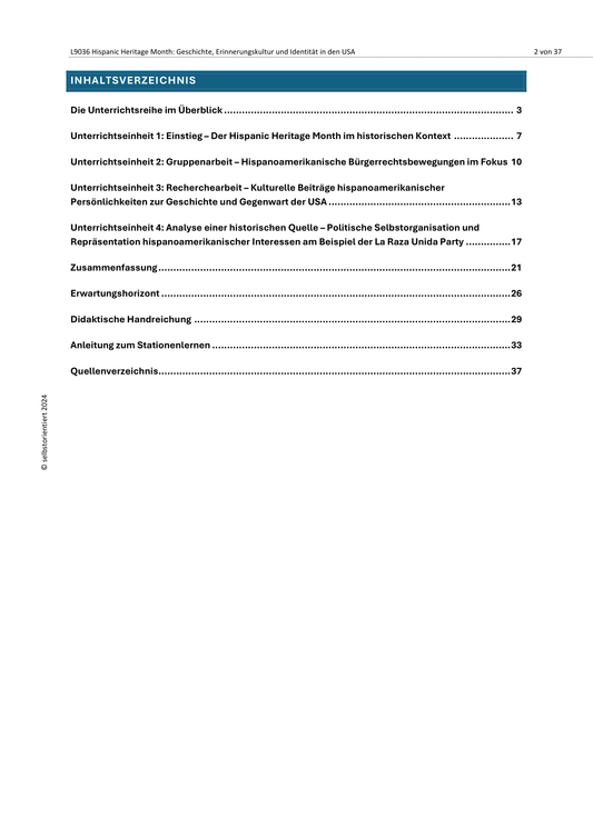 Unterrichtsreihe: Hispanic Heritage Month – Geschichte & Identität in den USA
