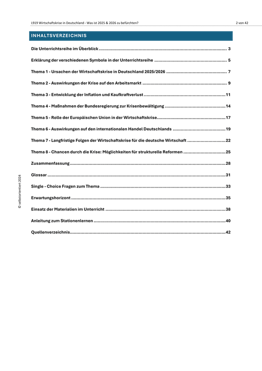 Wirtschaftskrise in Deutschland - Was ist 2025 & 2026 zu befürchten? - Unterrichtsmaterial