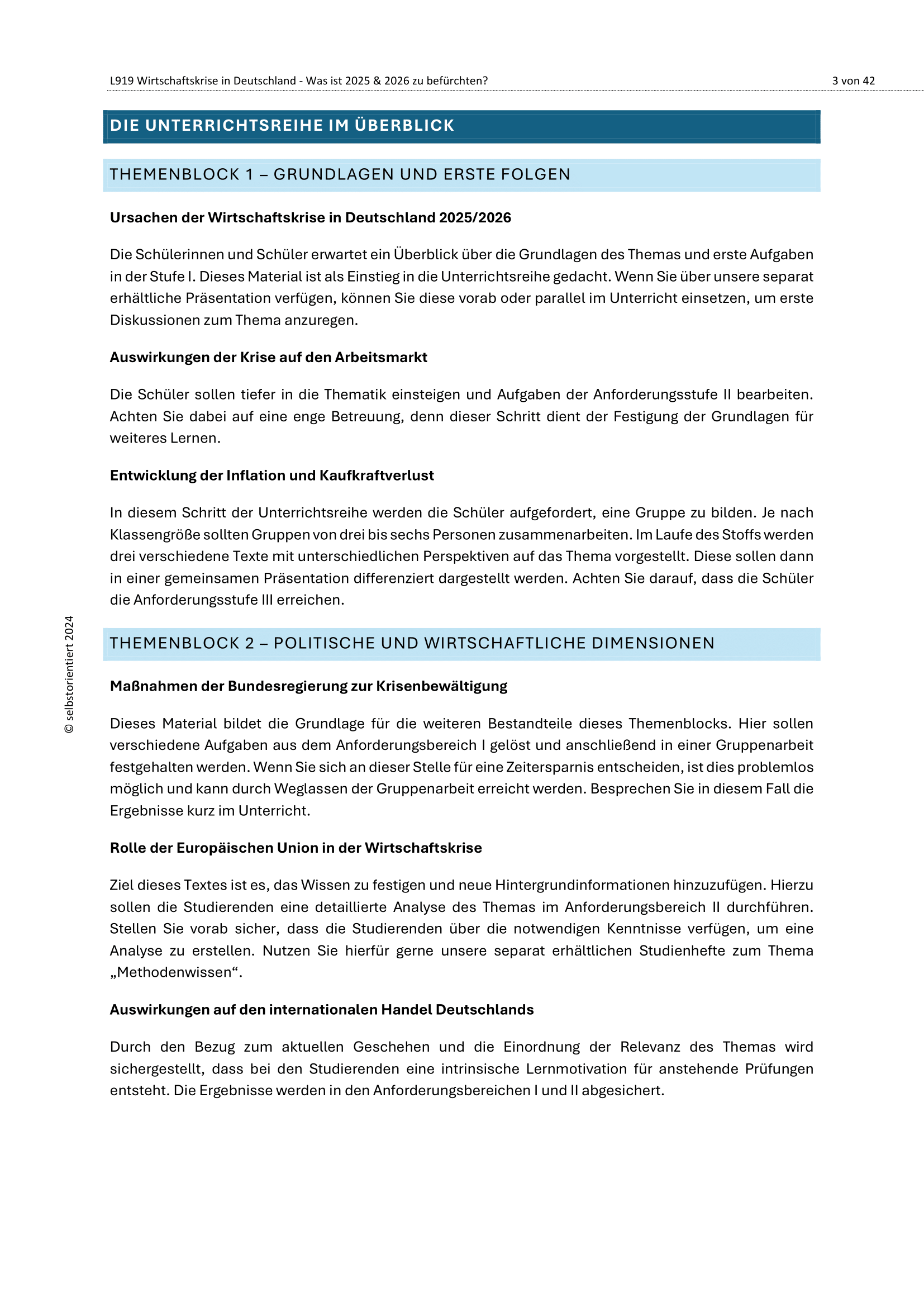 Wirtschaftskrise in Deutschland - Was ist 2025 & 2026 zu befürchten? - Unterrichtsmaterial