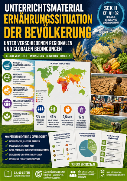 Ernährungssituation der Bevölkerung unter verschiedenen regionalen und globalen Bedingungen | Biologie & Ernährungslehre Sek II
