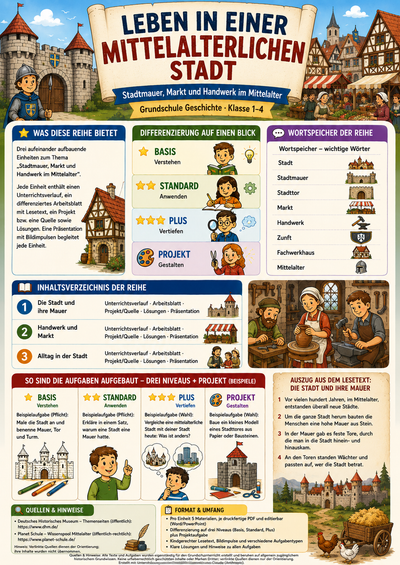 Leben in einer mittelalterlichen Stadt – Unterrichtsmaterial Grundschule (Klasse 1–4)