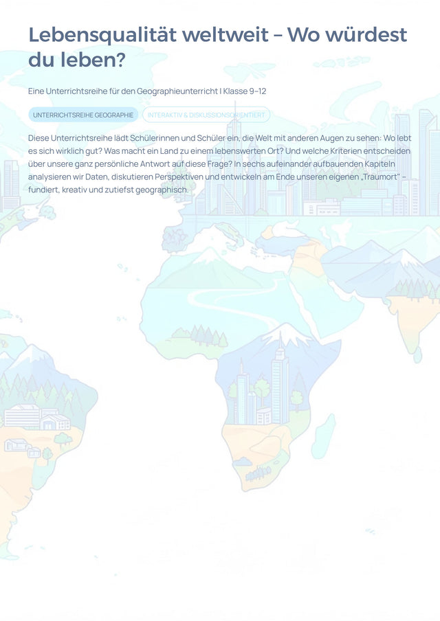 Lebensqualität weltweit Unterrichtsmaterial Geographie | Sek I/II