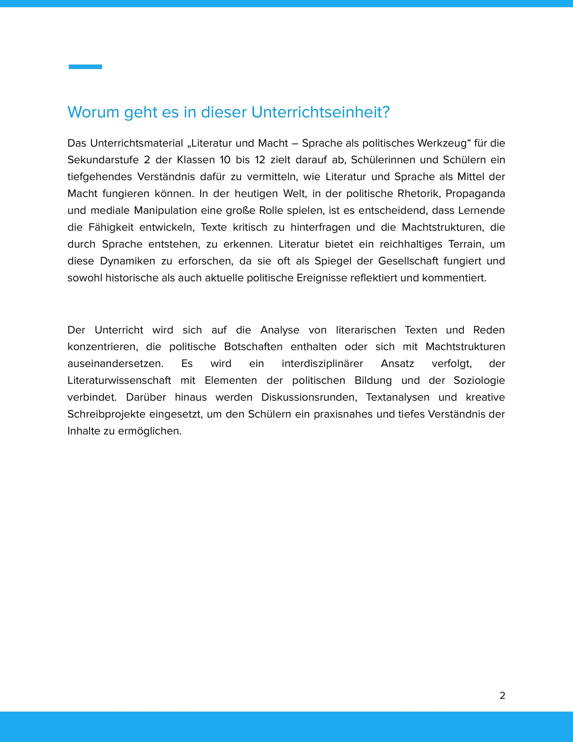 Literatur und Macht – Sprache als politisches Werkzeug im Unterricht (Sek II)