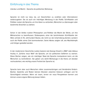 Literatur und Macht – Sprache als politisches Werkzeug im Unterricht (Sek II)