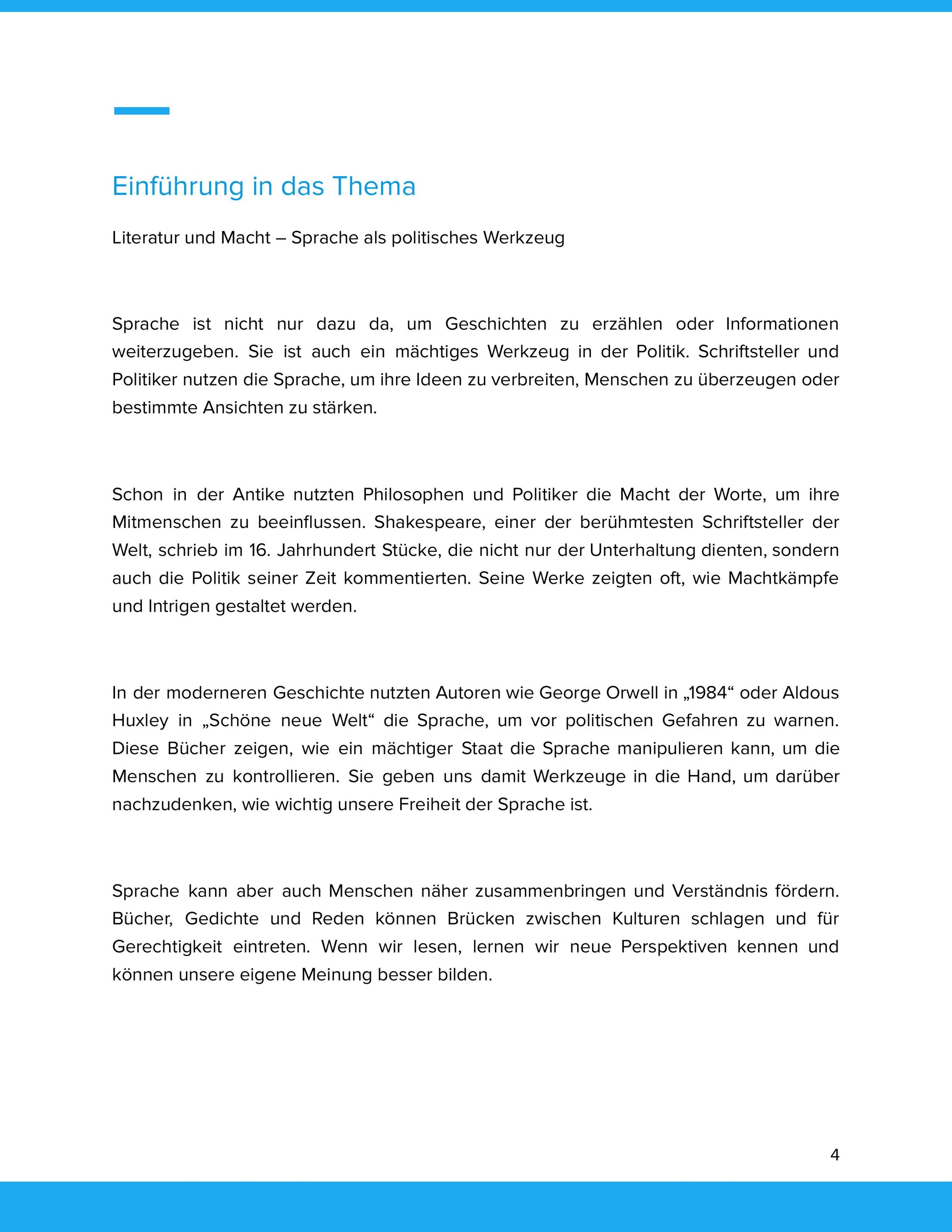 Literatur und Macht – Sprache als politisches Werkzeug im Unterricht (Sek II)