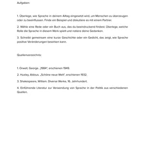 Literatur und Macht – Sprache als politisches Werkzeug im Unterricht (Sek II)