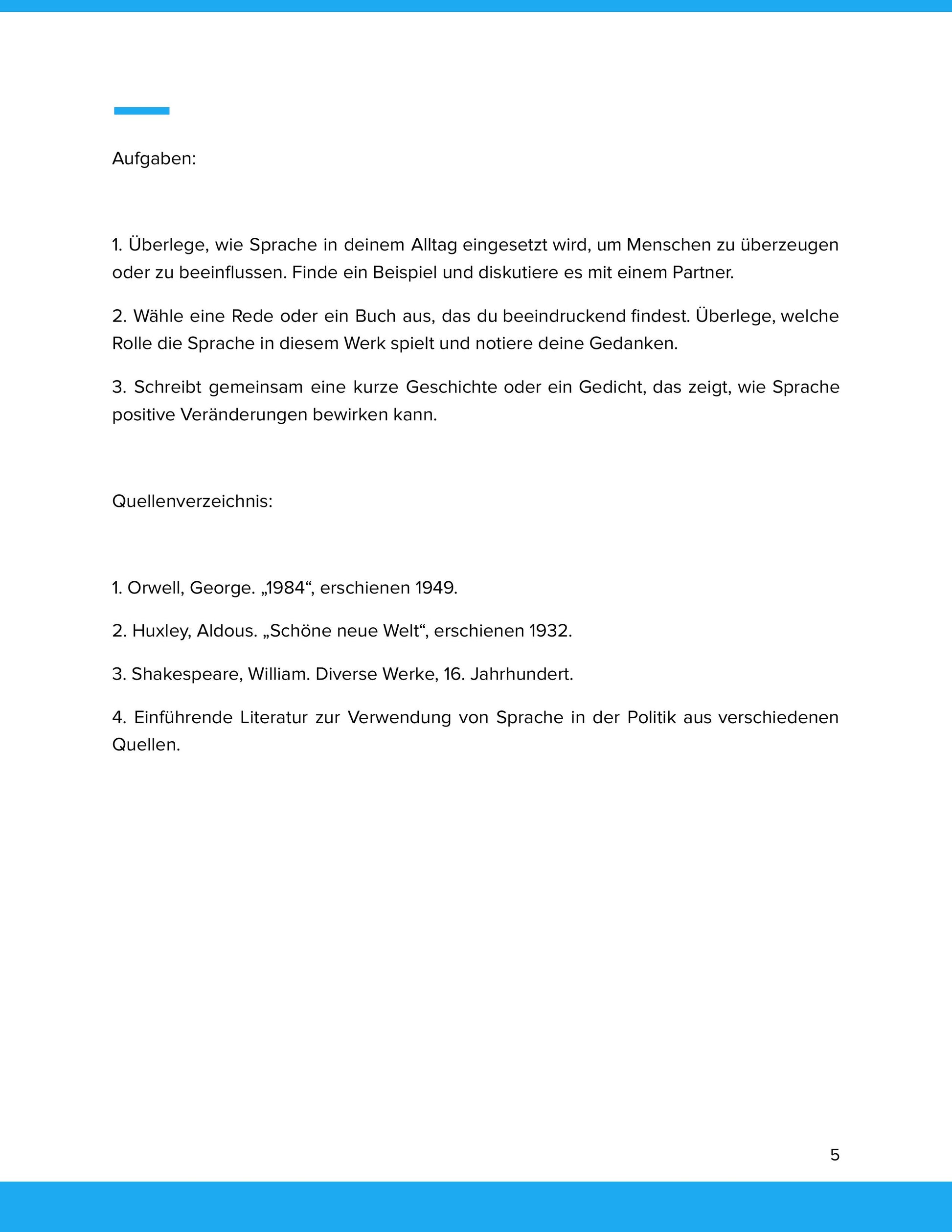 Literatur und Macht – Sprache als politisches Werkzeug im Unterricht (Sek II)