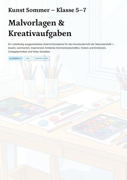 Sommerliche Malvorlagen & kreative Projekte für motivierenden Unterricht - Kunst Klasse 5–7