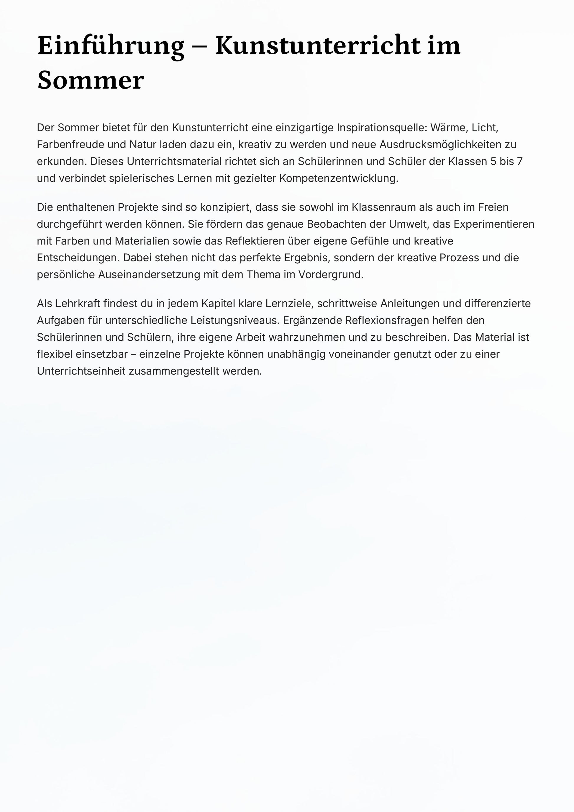 Sommerliche Malvorlagen & kreative Projekte für motivierenden Unterricht - Kunst Klasse 5–7