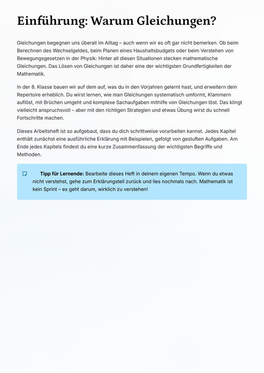 Gleichungen lösen Klasse 8 komplett – von Grundlagen bis Sachaufgaben