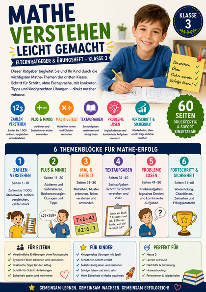 Mathe verstehen leicht gemacht – Elternratgeber & Übungsheft | Mathematik Klasse 3