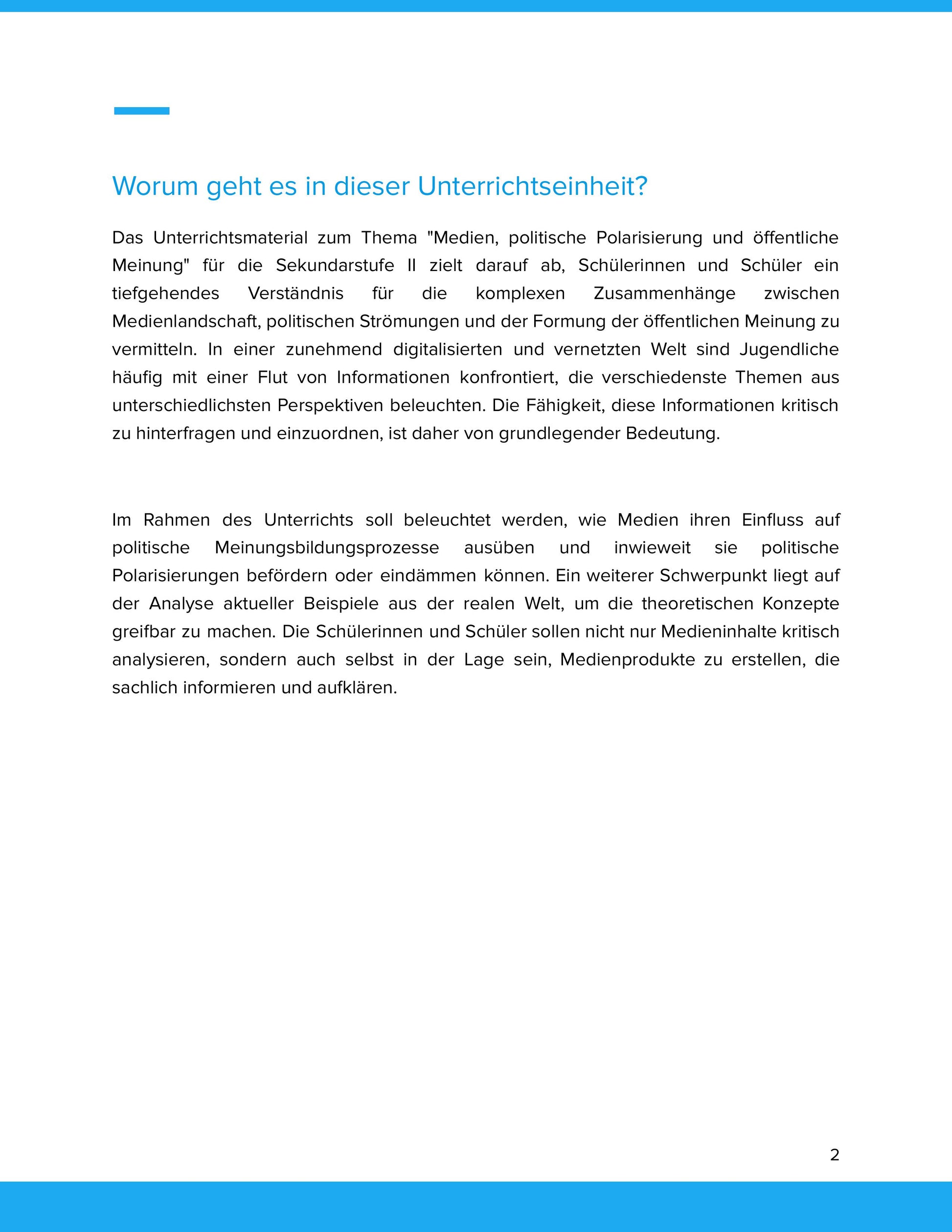Medien, politische Polarisierung & öffentliche Meinung – Unterrichtsmaterial Sek II