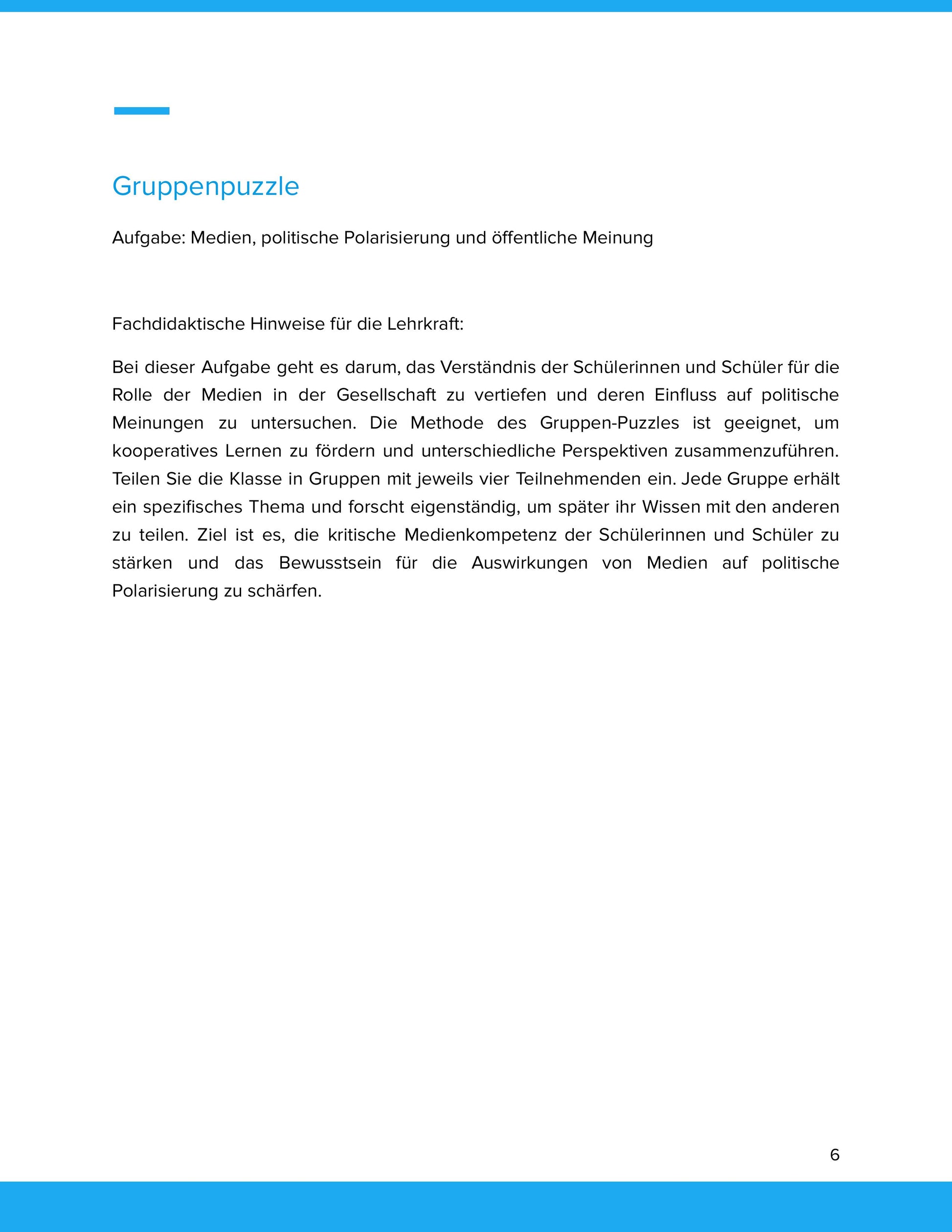 Medien, politische Polarisierung & öffentliche Meinung – Unterrichtsmaterial Sek II