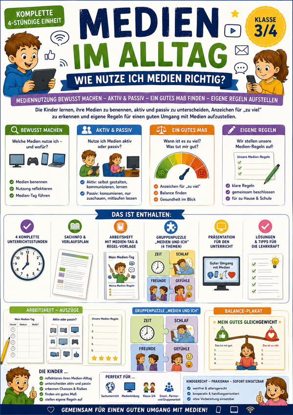 Unterrichtseinheit Medien im Alltag und gesunde Balance für die Grundschule