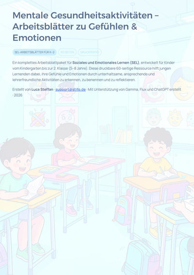 Gefühle & Emotionen – SEL-Arbeitsblätter zur mentalen Gesundheit K–2 (60 Seiten PDF)
