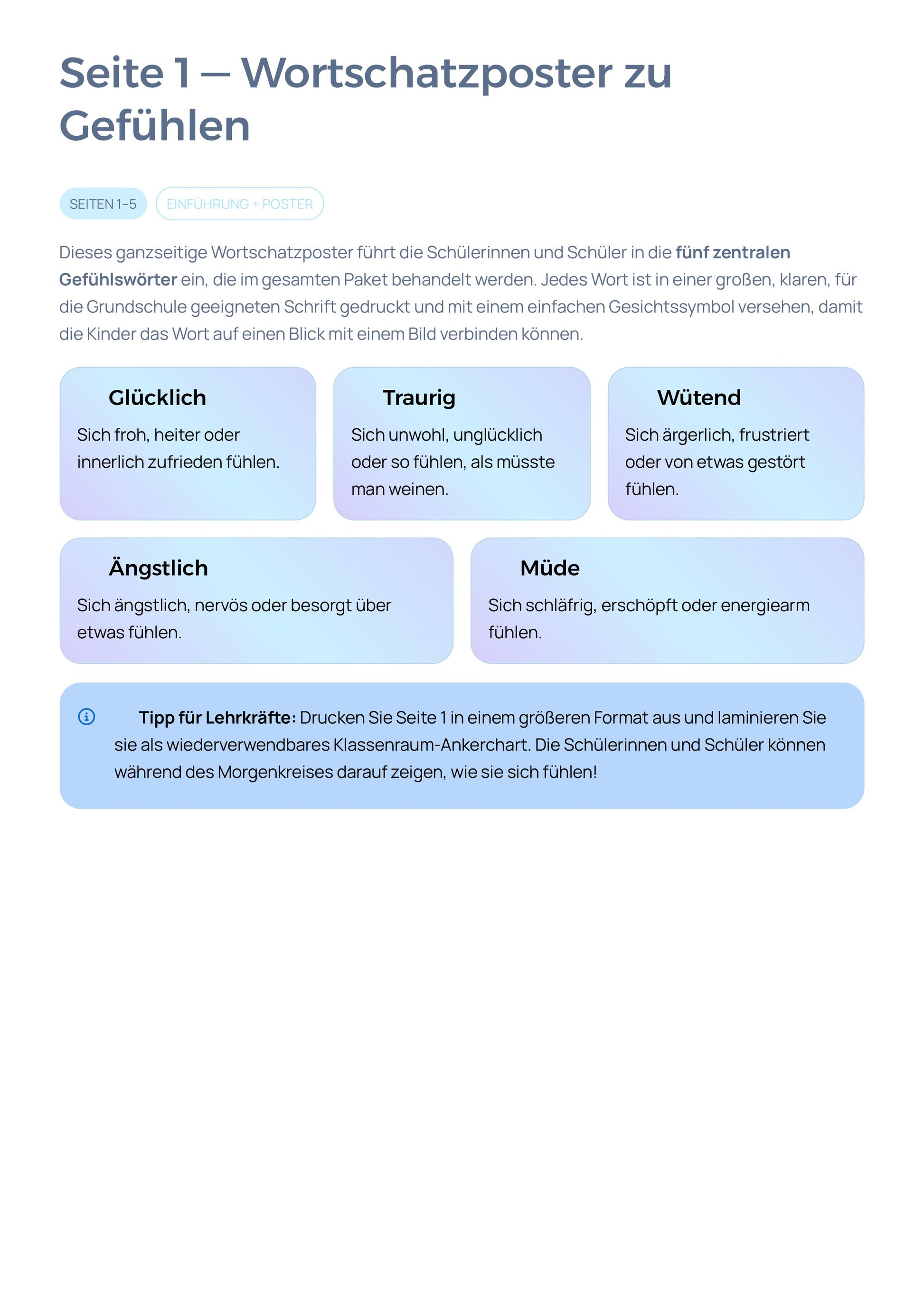 Mentale Gesundheitsaktivitäten – Arbeitsblätter zu Gefühlen & Emotionen | SEL K–2