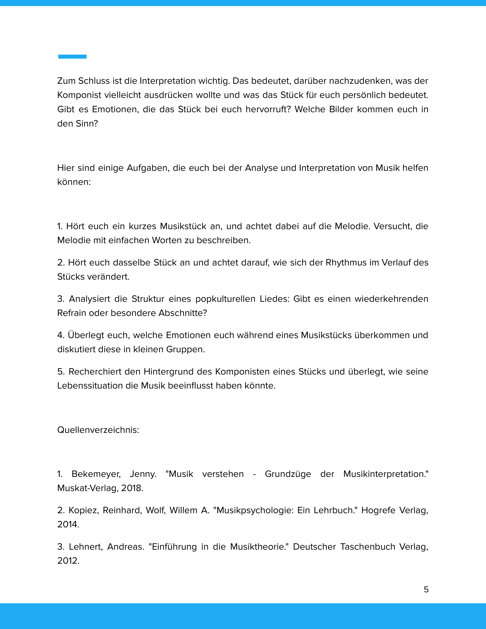 Methoden der Analyse & Interpretation von Musik – Unterrichtsmaterial Sekundarstufe