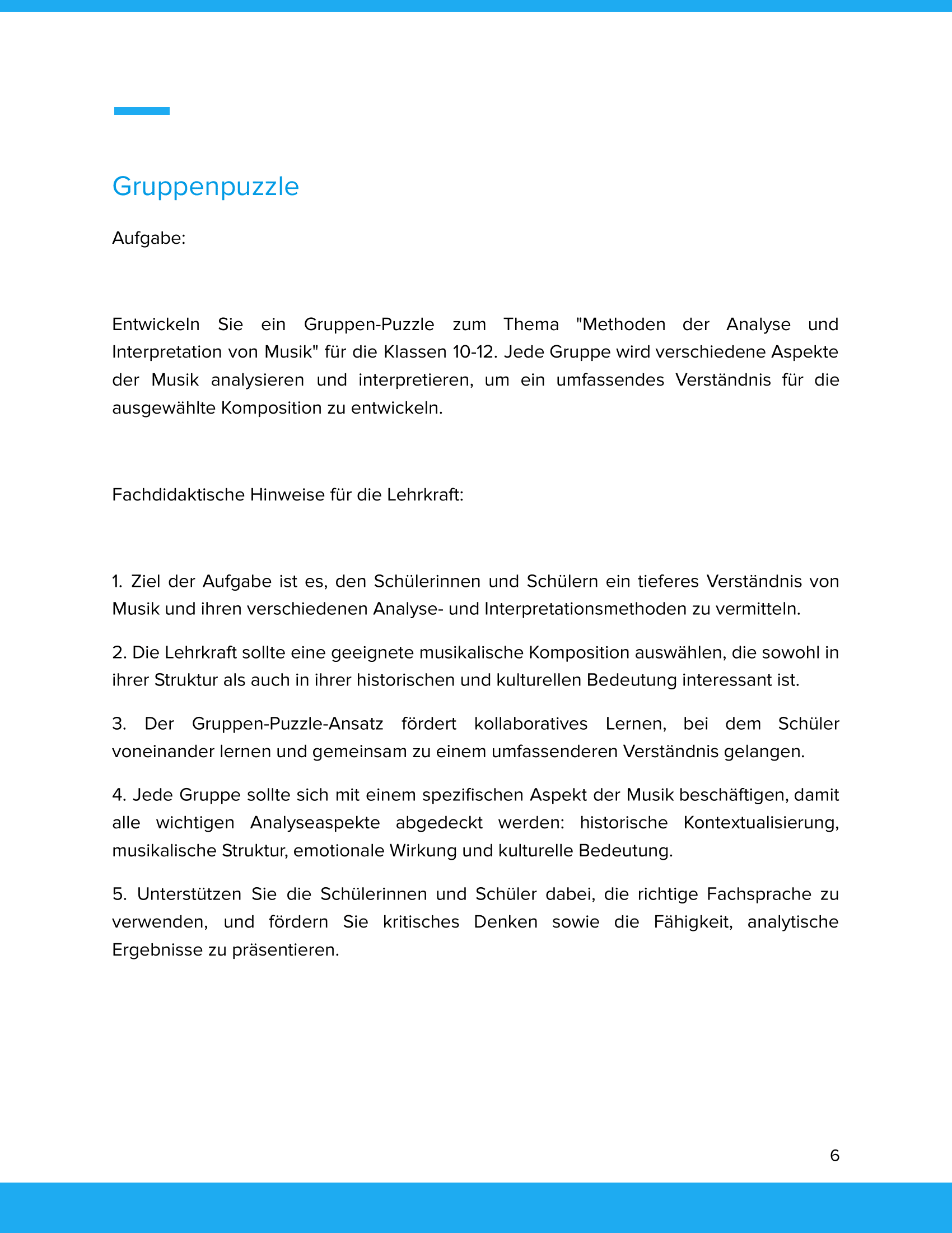 Methoden der Analyse & Interpretation von Musik – Unterrichtsmaterial Sekundarstufe