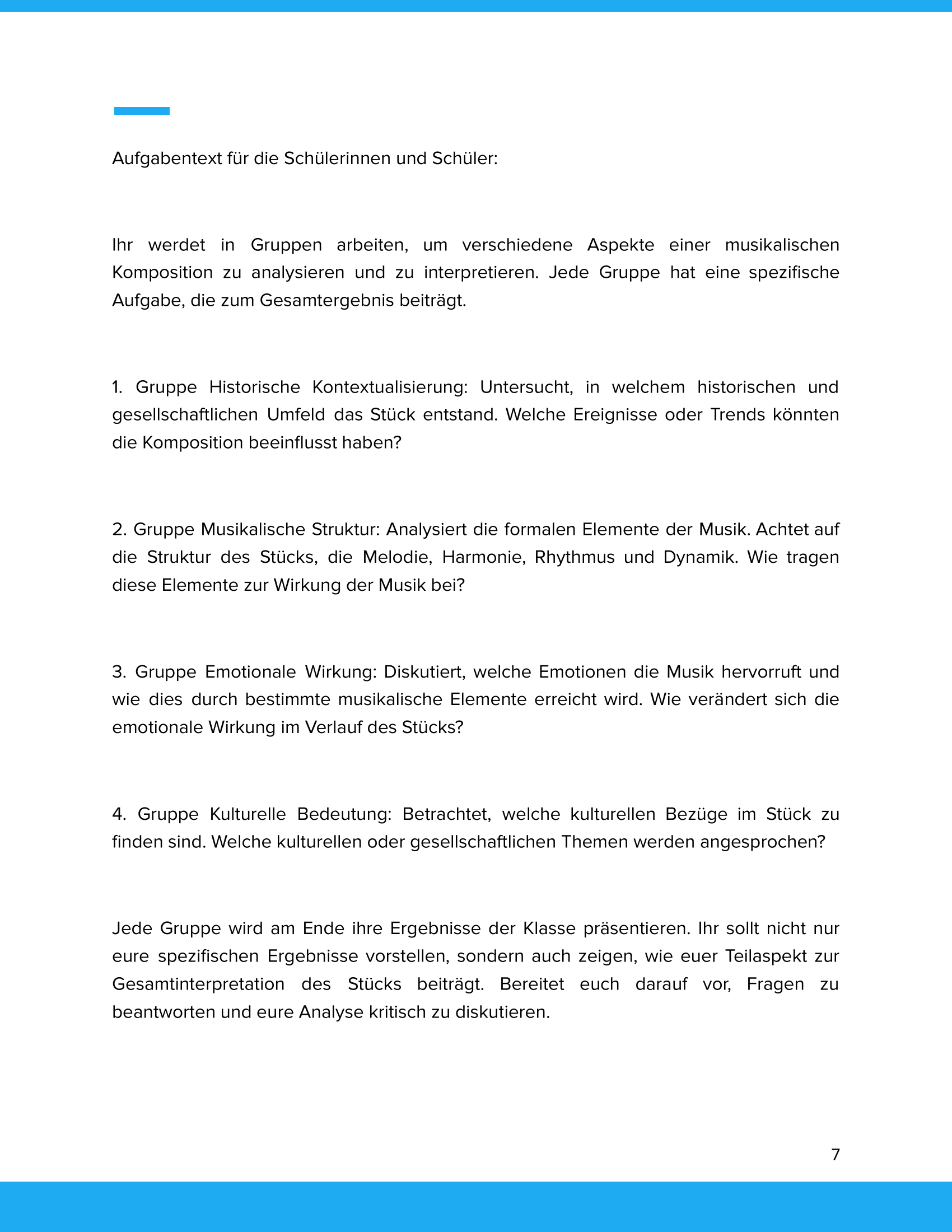 Methoden der Analyse & Interpretation von Musik – Unterrichtsmaterial Sekundarstufe