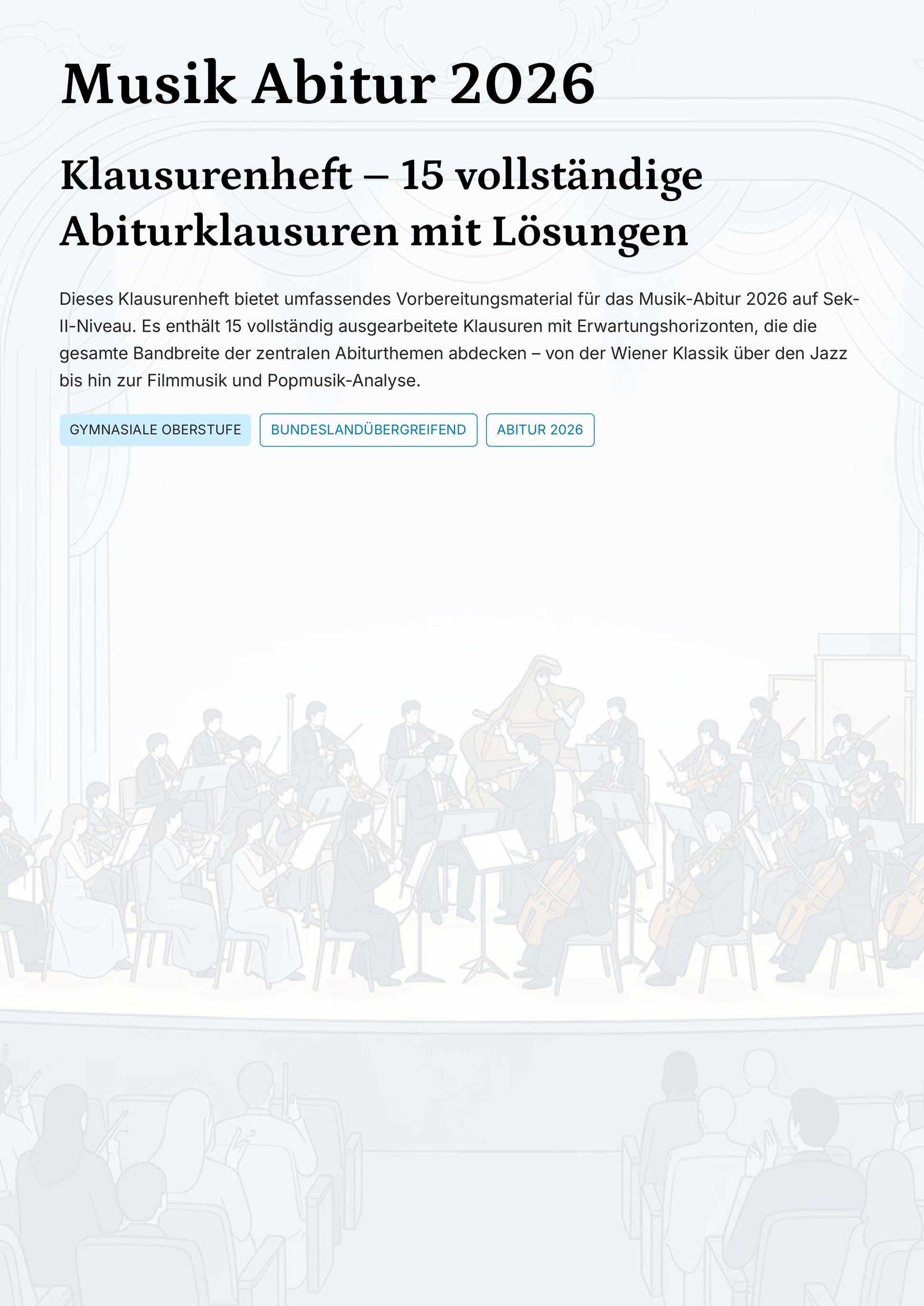 Musik Abitur 2026 – 15 vollständige Klausuren mit Lösungen