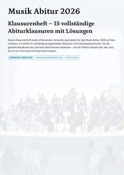 Musik Abitur 2027 – 15 vollständige Klausuren mit Lösungen