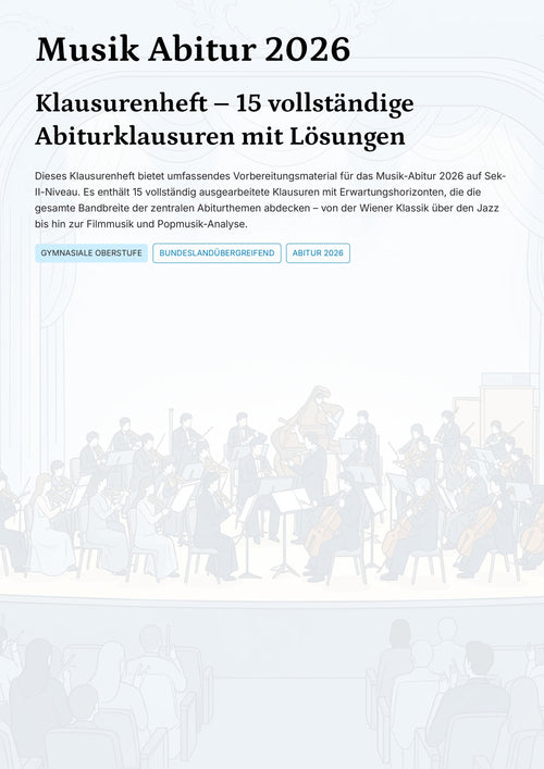 Musik Abitur 2026 – 15 vollständige Klausuren mit Lösungen