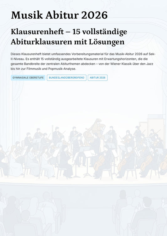 Musik Abitur 2026 – 15 vollständige Klausuren mit Lösungen
