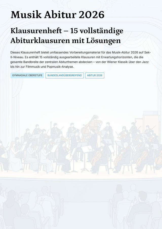 Musik Abitur 2027 – 15 vollständige Klausuren mit Lösungen