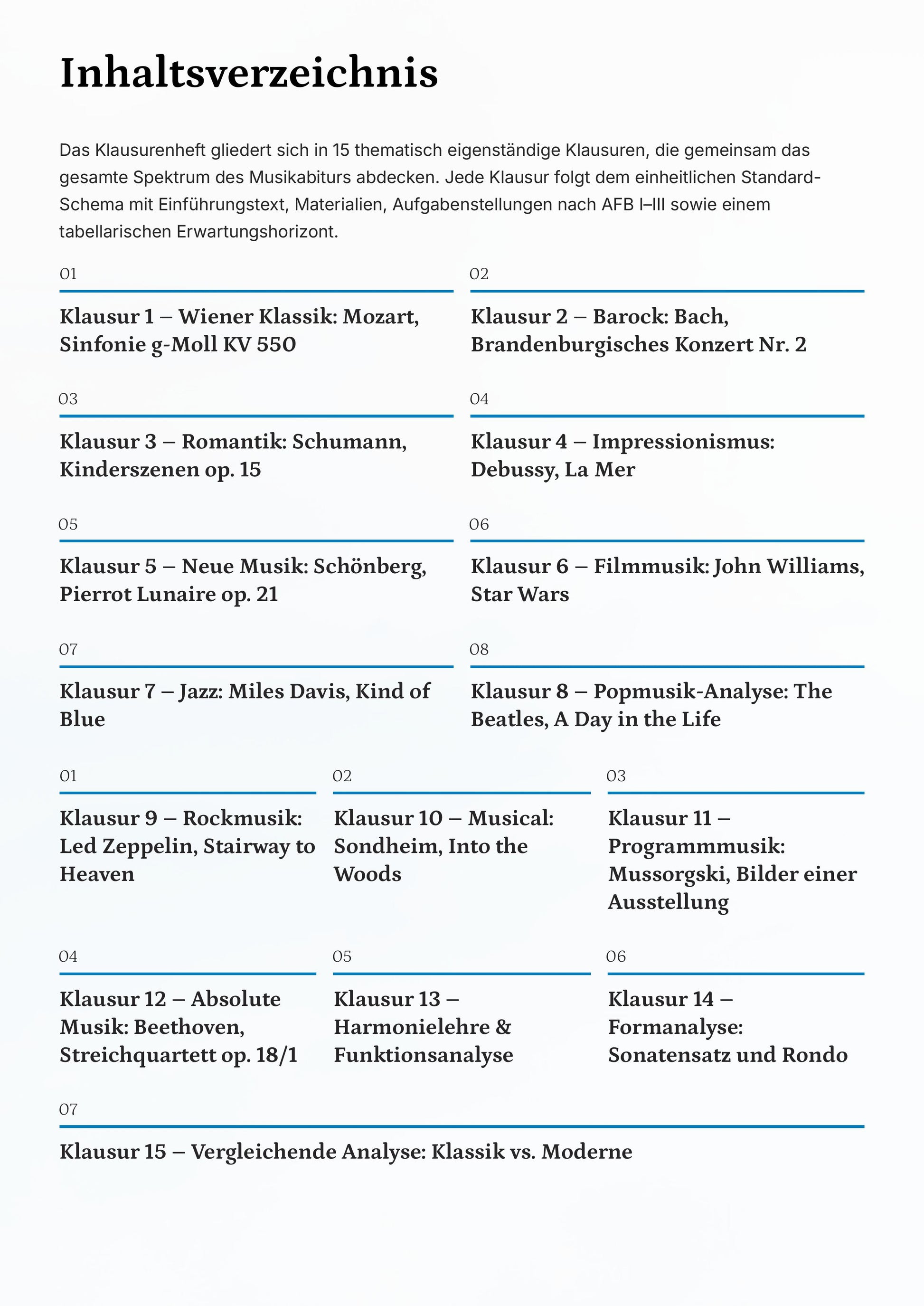 Musik Abitur 2026 – 15 vollständige Klausuren mit Lösungen