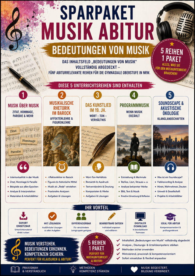 Sparpaket Musik Abitur – Bedeutungen von Musik | Sek II (NRW)