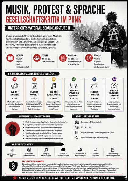 The Clash - Musik, Protest & Sprache – Gesellschaftskritik im Punk | Unterrichtsmaterial Sek II