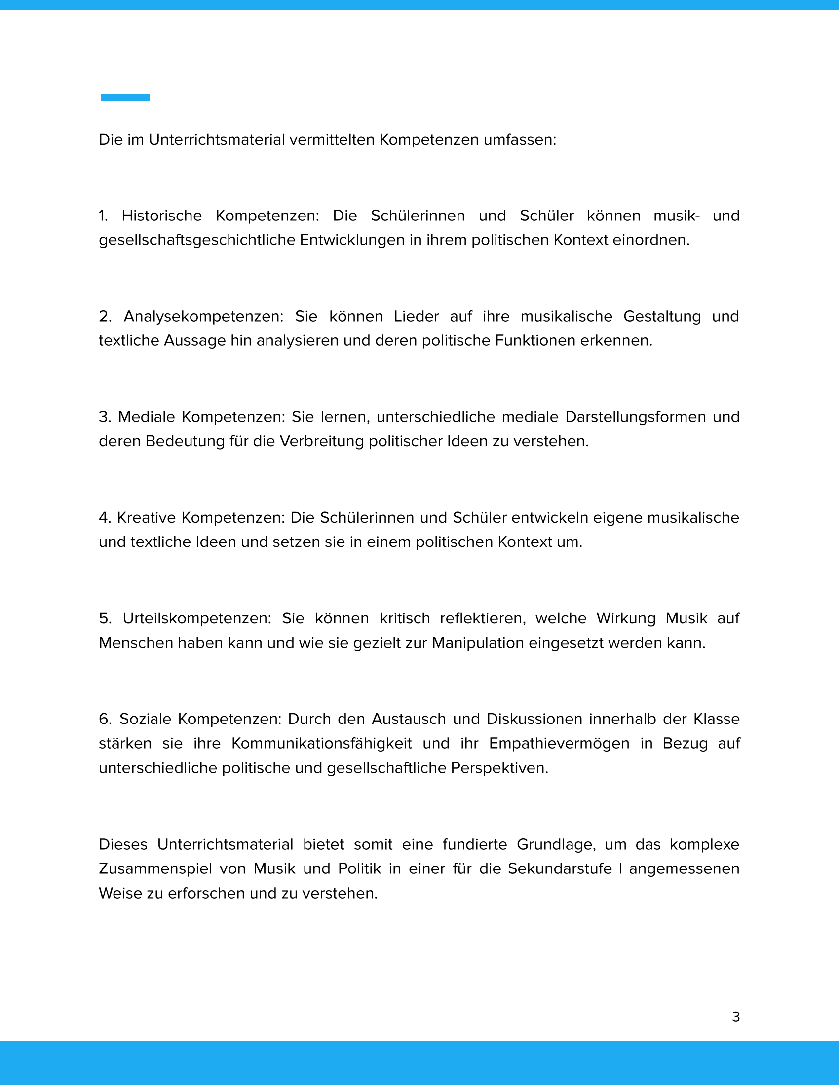 Musik im Dienst politischer Ideen – Unterrichtsmaterial Politik & Musik Sekundarstufe