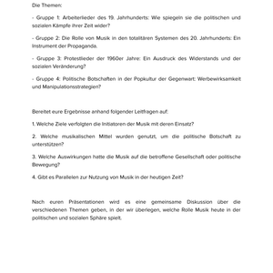 Musik im Dienst politischer Ideen – Unterrichtsmaterial Politik & Musik Sekundarstufe