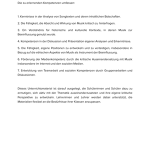 Musik als Botschaft & Beeinflussung – Unterrichtsmaterial Musik & Gesellschaft
