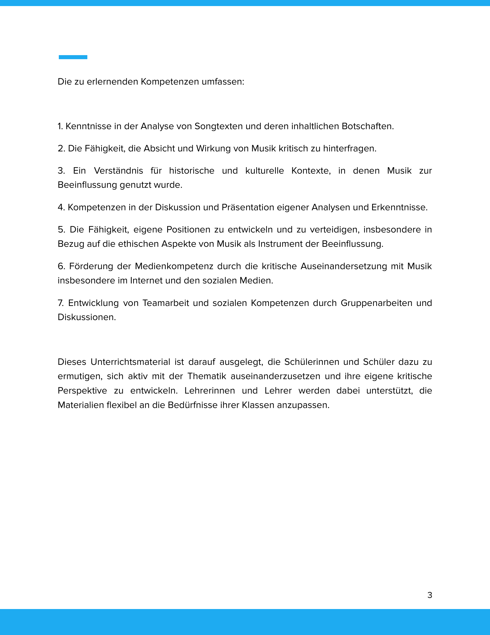 Musik als Botschaft & Beeinflussung – Unterrichtsmaterial Musik & Gesellschaft