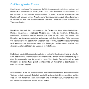 Musik als Botschaft & Beeinflussung – Unterrichtsmaterial Musik & Gesellschaft