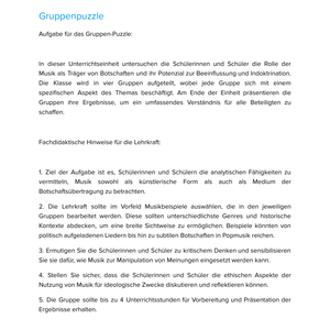 Musik als Botschaft & Beeinflussung – Unterrichtsmaterial Musik & Gesellschaft