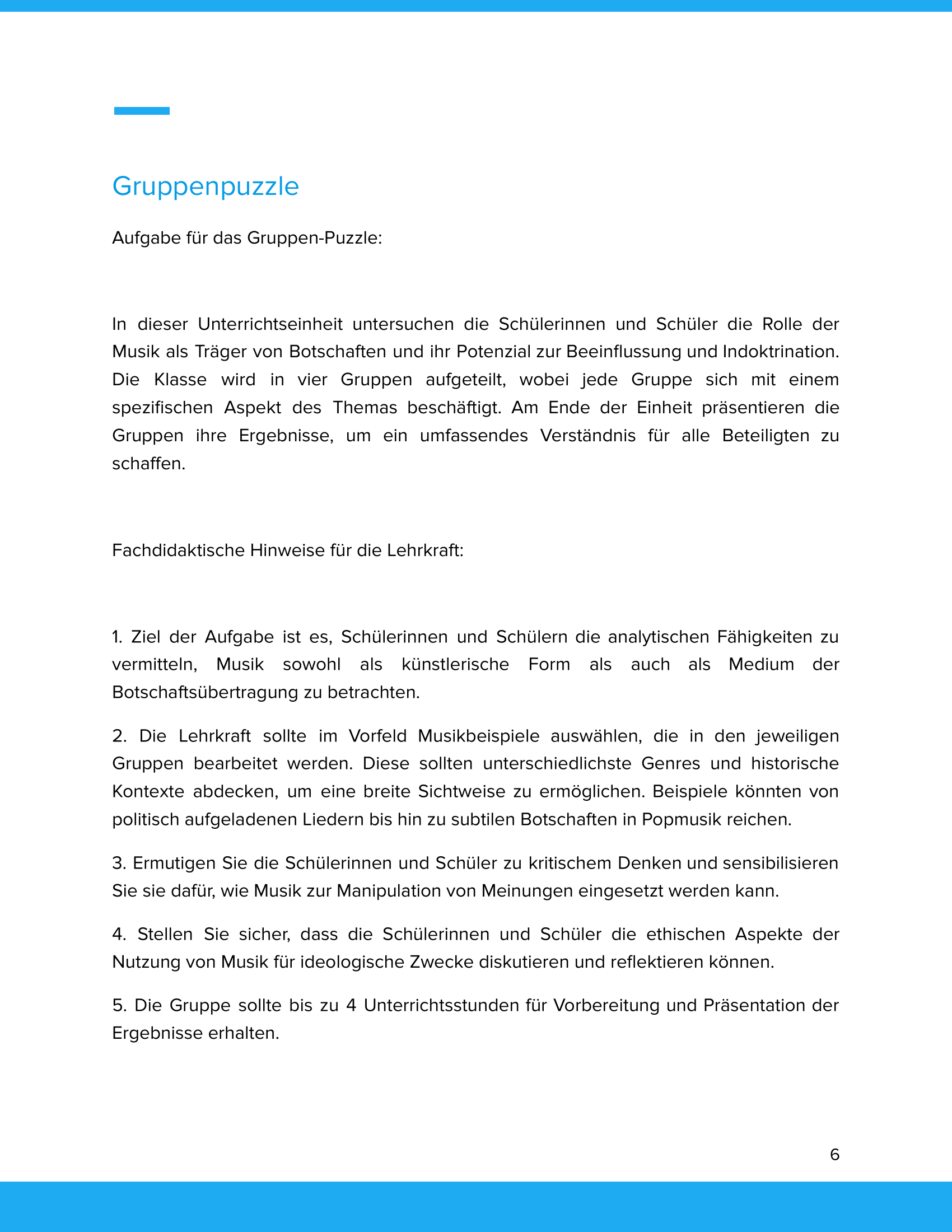 Musik als Botschaft & Beeinflussung – Unterrichtsmaterial Musik & Gesellschaft