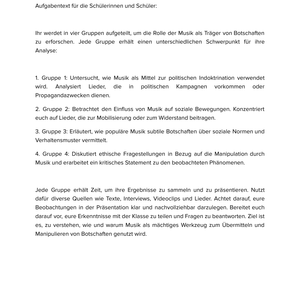 Musik als Botschaft & Beeinflussung – Unterrichtsmaterial Musik & Gesellschaft